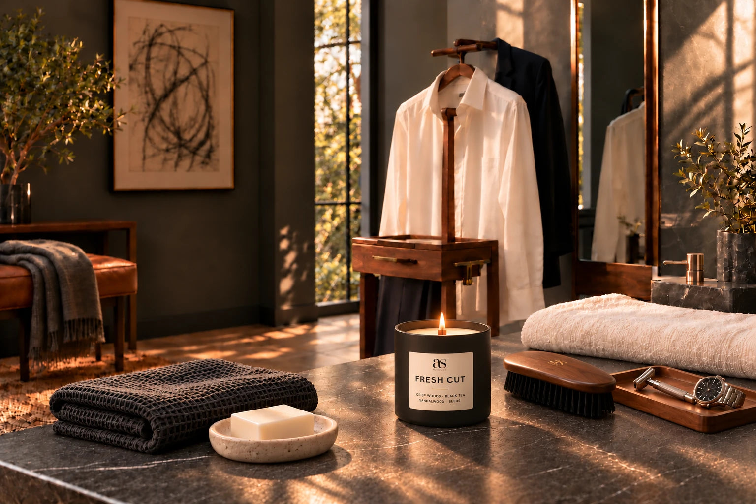 Fresh Cut candle in its approved signature room setting