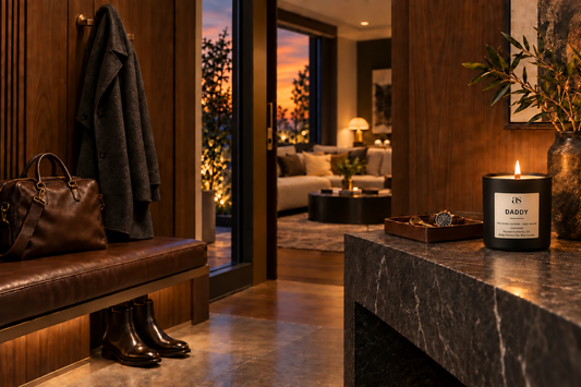 Daddy candle — Polished Leather · Oud Wood · Cashmere